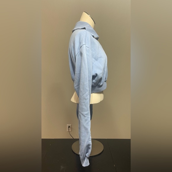 Bo + Tee Size Medium Restore Half Zip Cropped Sweatshirt in Blue - Picture 8 of 12